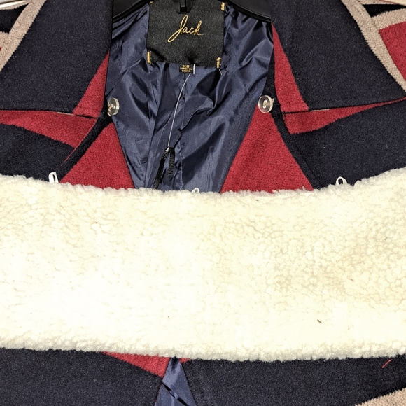 Jack by BB Dakota Women's Bold Striped Pea Coat - Red, Navy, and Cream - Picture 9 of 11